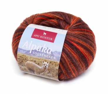 Alpaka Sockenwolle Multicolor 50g – strapazierfähiges Sockengarn mit Alpaka-Anteil