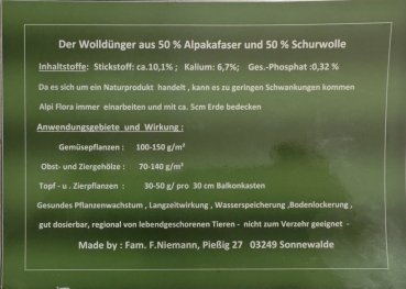 Preview: Naturdünger aus Alpaka- und Schafwolle Pellets