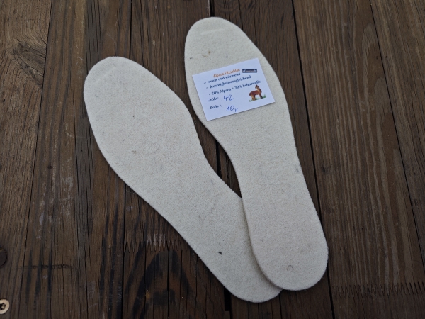 Einlegesohlen aus Alpakawolle Nahaufnahme