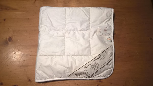 „Babydecke Alpaka 80x80 aus eigener Alpakawolle“